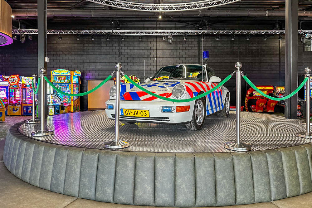 Afzetpaal voor koord | Ronde Bol -  Geborsteld Chroom