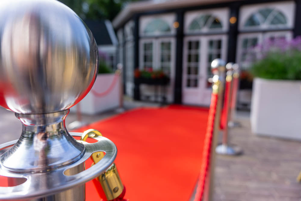 Afzetpaal voor koord | Ronde Bol -  Geborsteld Chroom