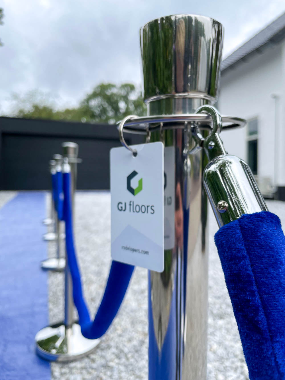 Afzetkoord Velours | Blauw - Chroom