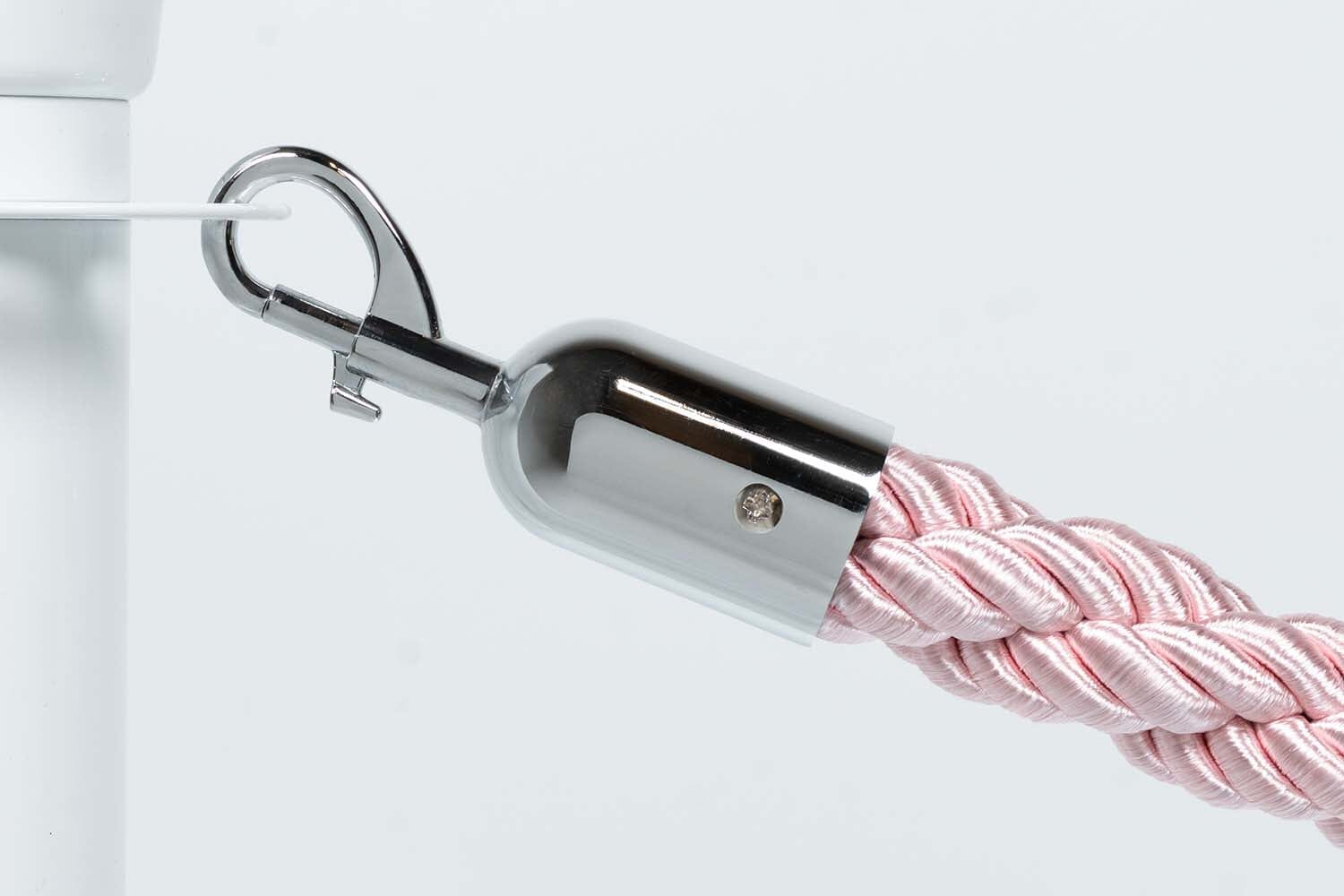 Afzetkoord Gedraaid | Roze - Chromen sluiting Afzetpalen | accessoires Rodelopers 