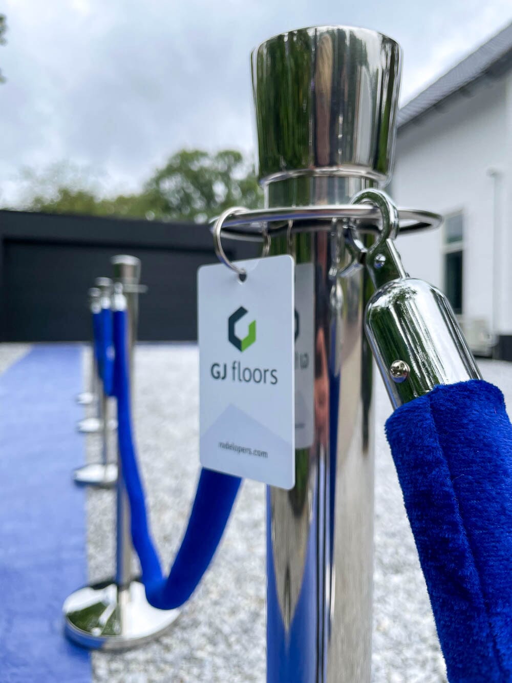 Afzetkoord Velours | Blauw - Chroom Afzetpalen | accessoires Rodelopers 