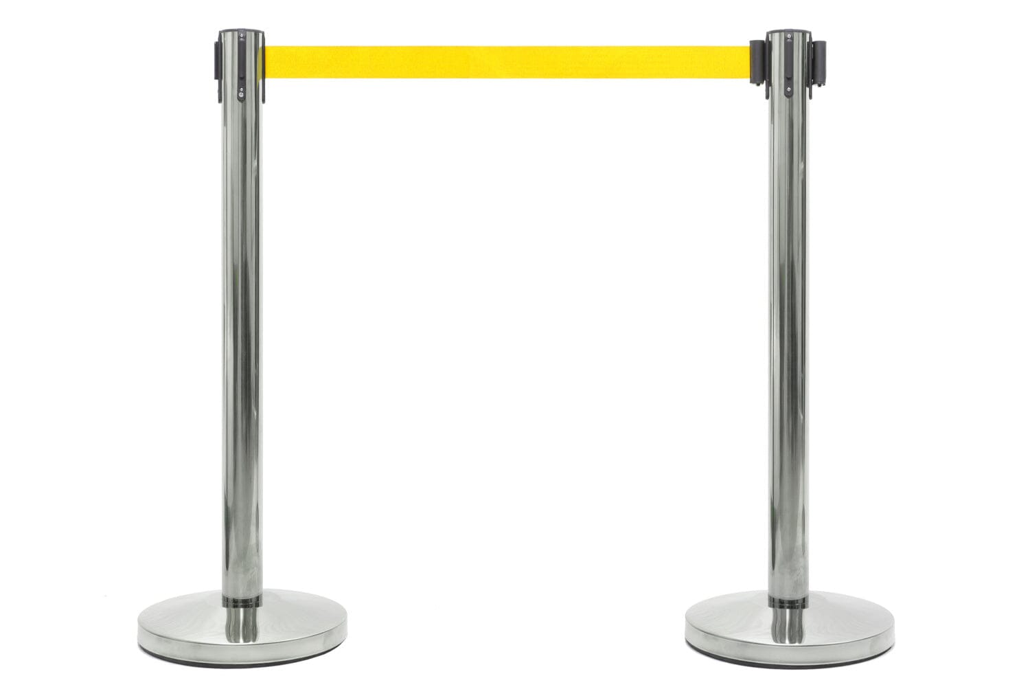 Afzetpaal met trekband | Chroom - Geel | GJ Floors