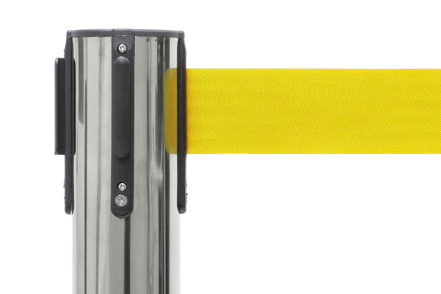 Afzetpaal met trekband | Chroom - Geel | GJ Floors