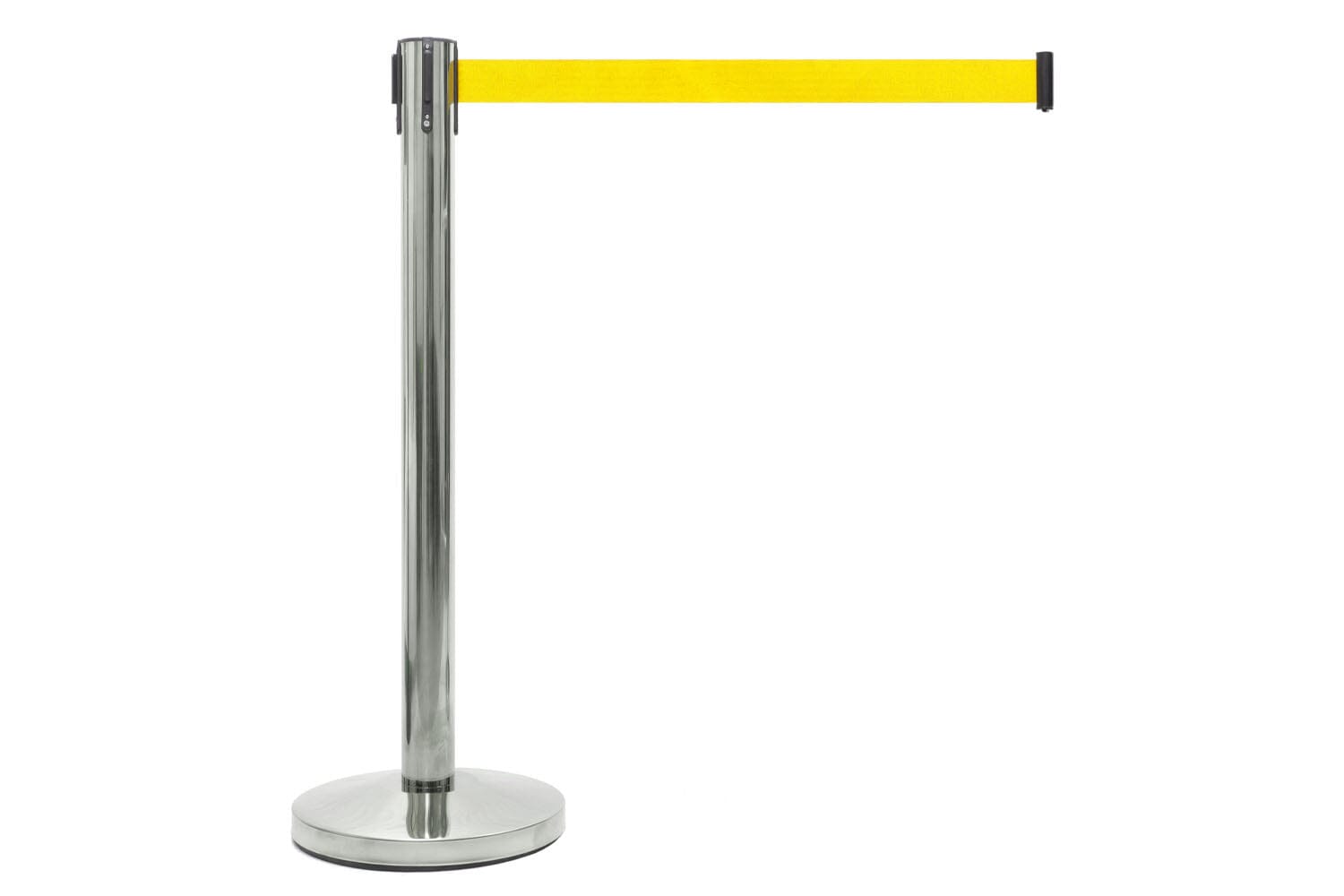 Afzetpaal met trekband | Chroom - Geel | GJ Floors