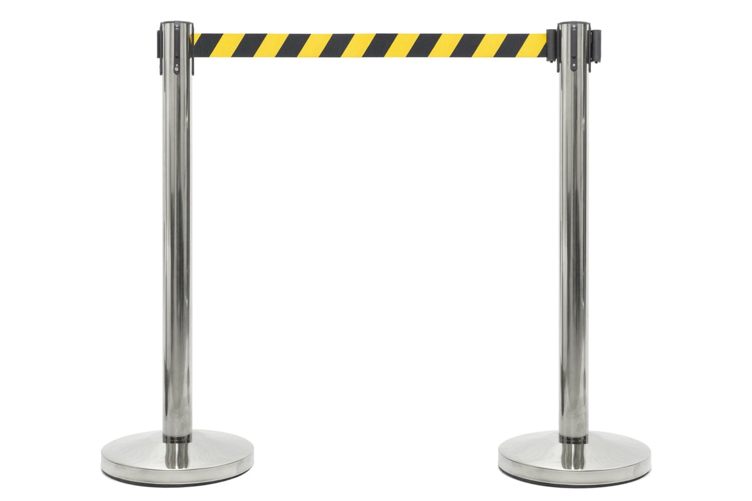Afzetpaal met trekband | Chroom - Geel-Zwart Afzetpalen Rodelopers 