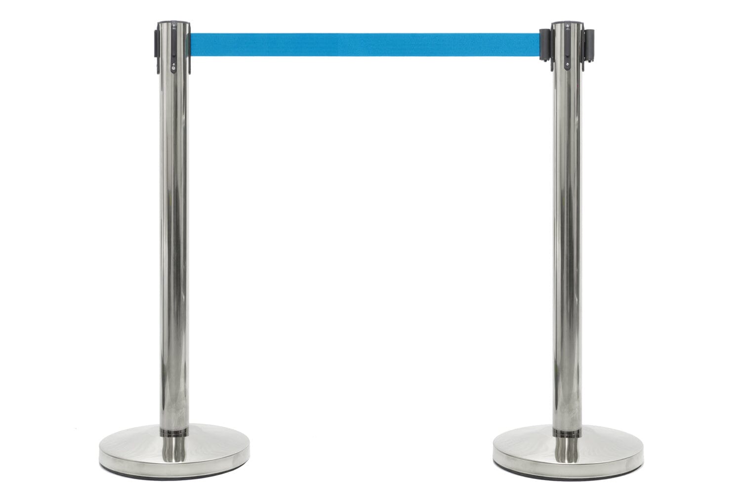 Afzetpaal met trekband | Chroom - Lichtblauw Afzetpalen Rodelopers 