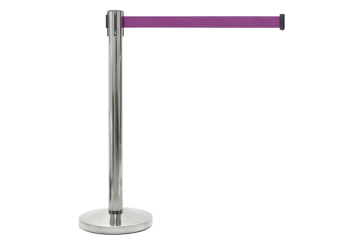 Afzetpaal met trekband | Chroom - Paars | GJ Floors