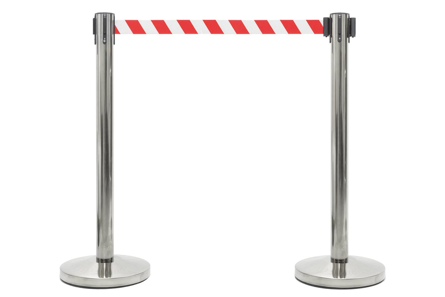 Afzetpaal met trekband | Chroom - Rood-Wit Afzetpalen Rodelopers 