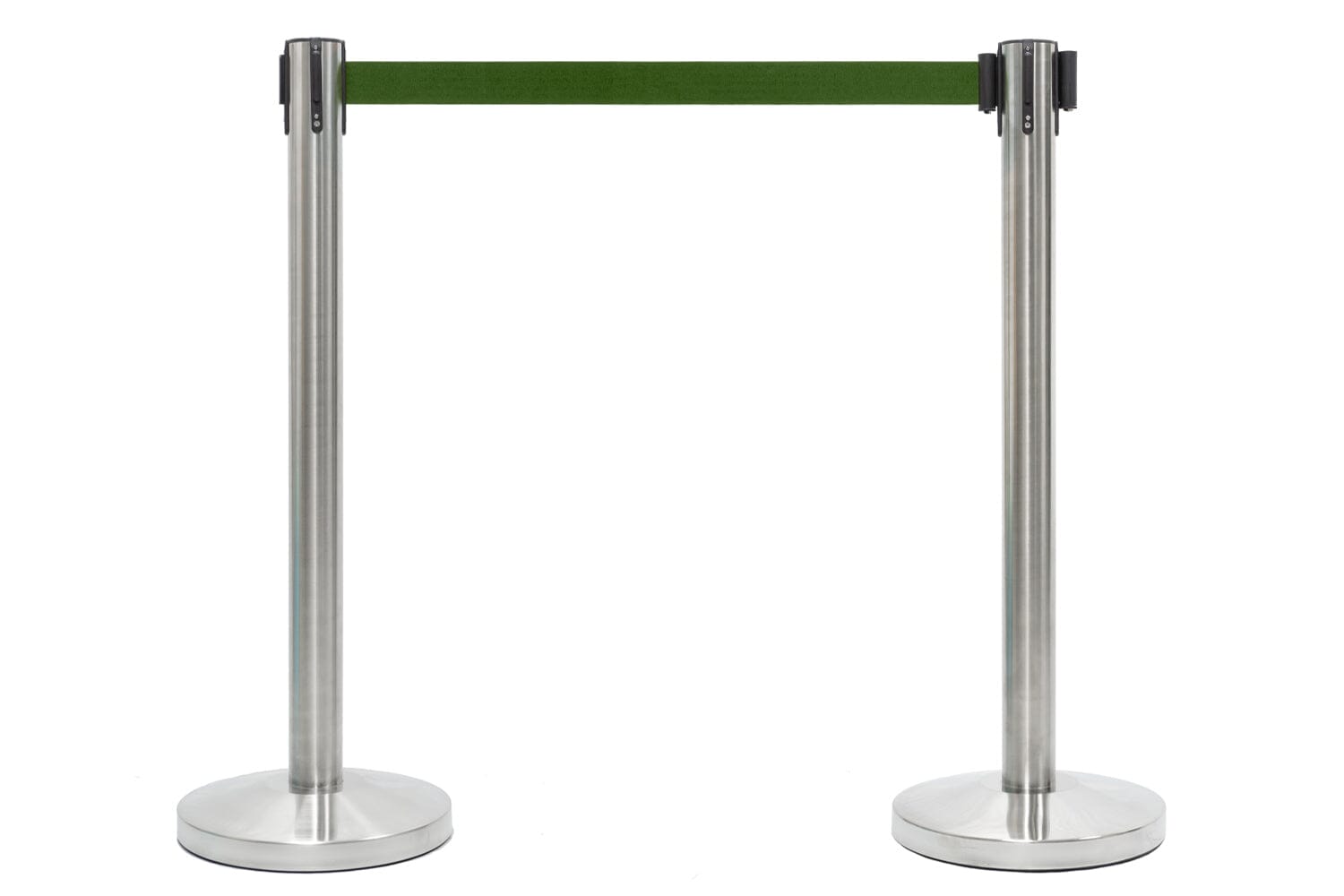 Afzetpaal met trekband | Geborsteld Chroom - Dennengroen | GJ Floors