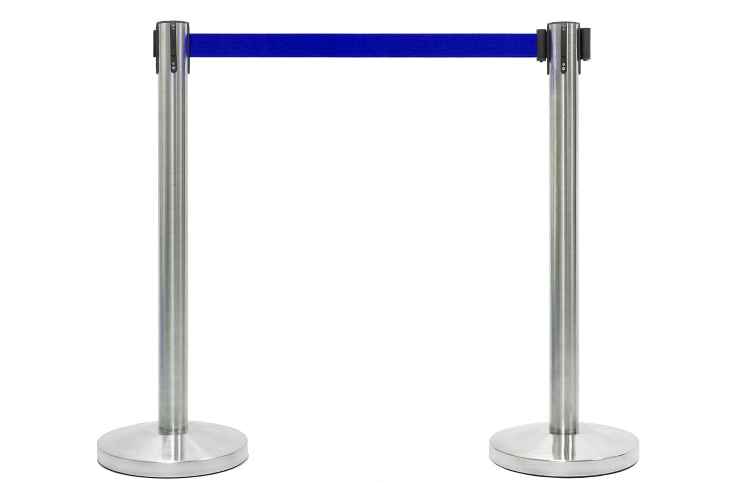 Afzetpaal met trekband | Geborsteld Chroom - Donkerblauw Afzetpalen Rodelopers 