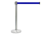 Afzetpaal met trekband | Geborsteld Chroom - Donkerblauw van Rodelopers