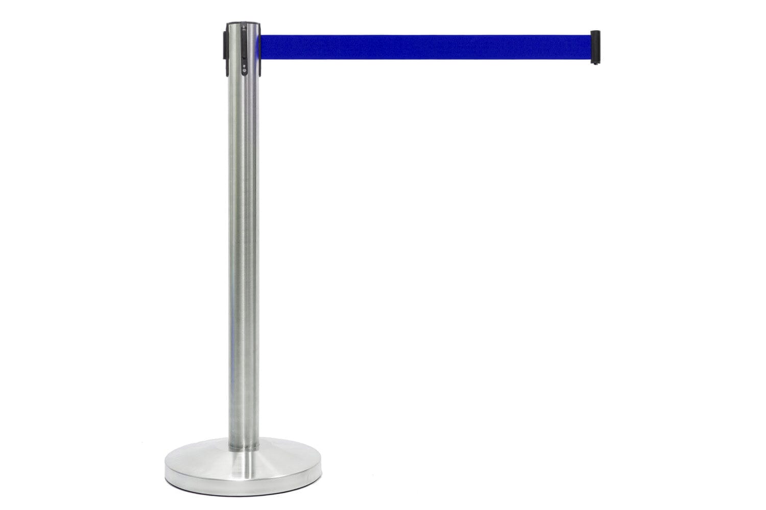 Afzetpaal met trekband | Geborsteld Chroom - Donkerblauw Afzetpalen Rodelopers 