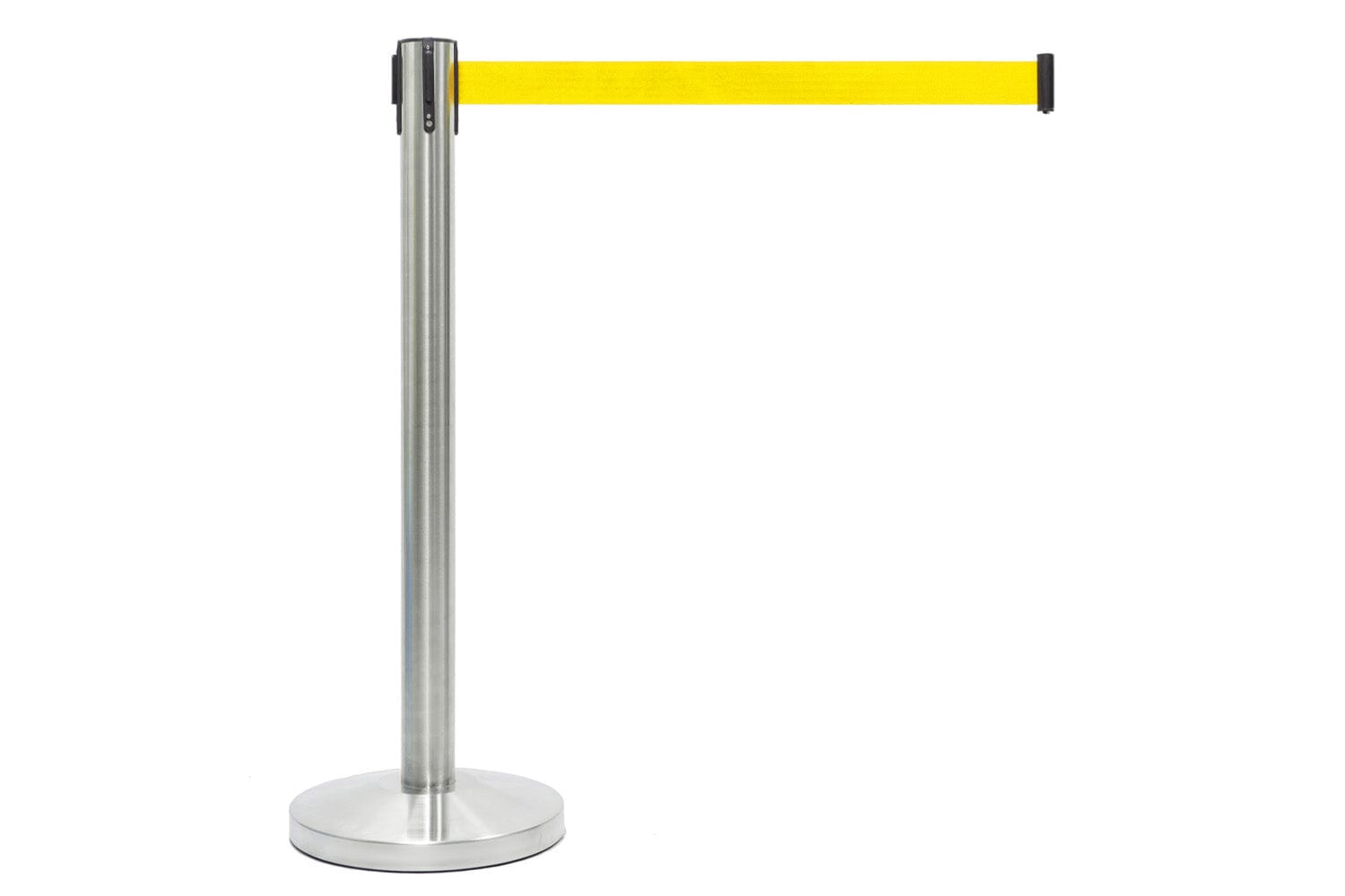 Afzetpaal met trekband | Geborsteld Chroom - Geel | GJ Floors