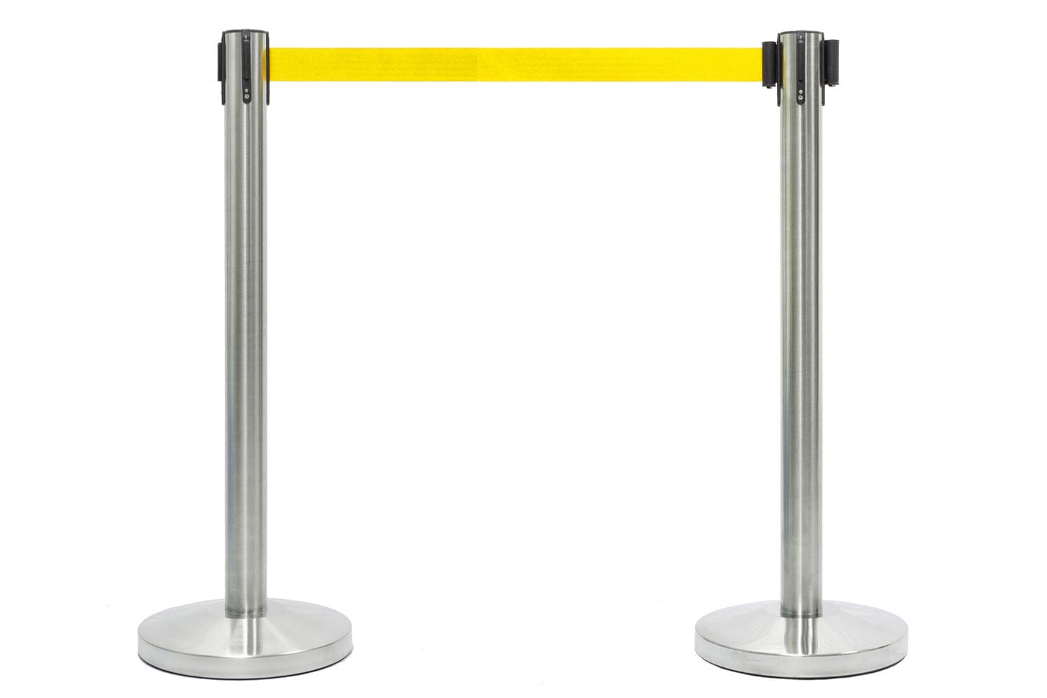 Afzetpaal met trekband | Geborsteld Chroom - Geel | GJ Floors