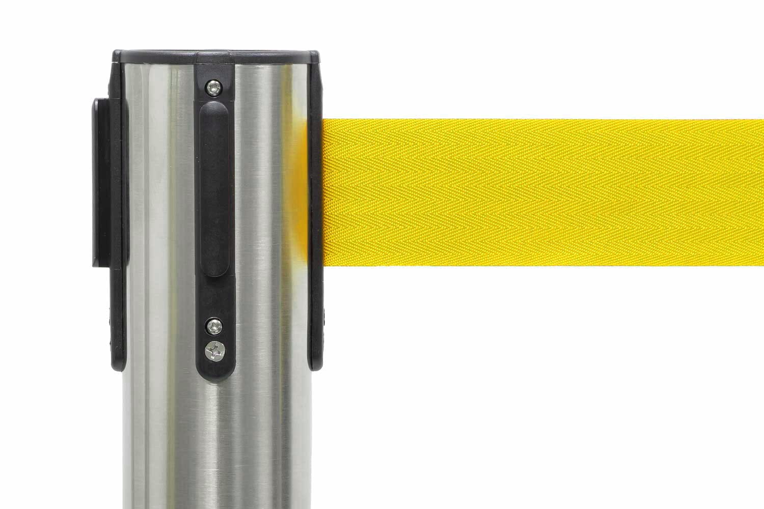 Afzetpaal met trekband | Geborsteld Chroom - Geel | GJ Floors