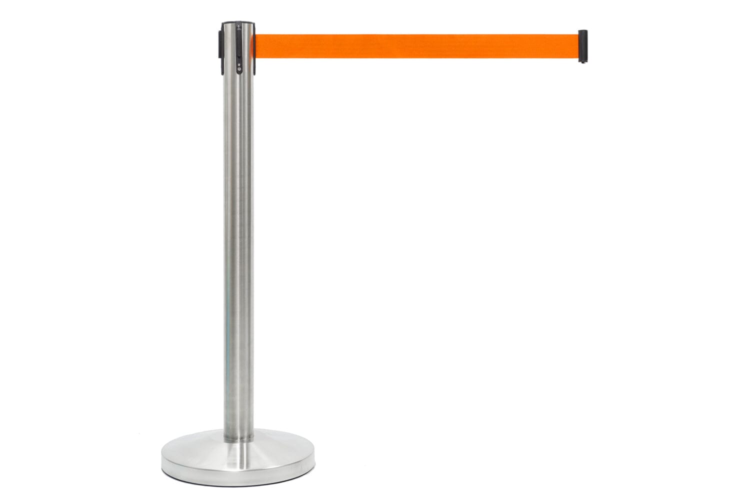 Afzetpaal met trekband | Geborsteld Chroom - Oranje | GJ Floors