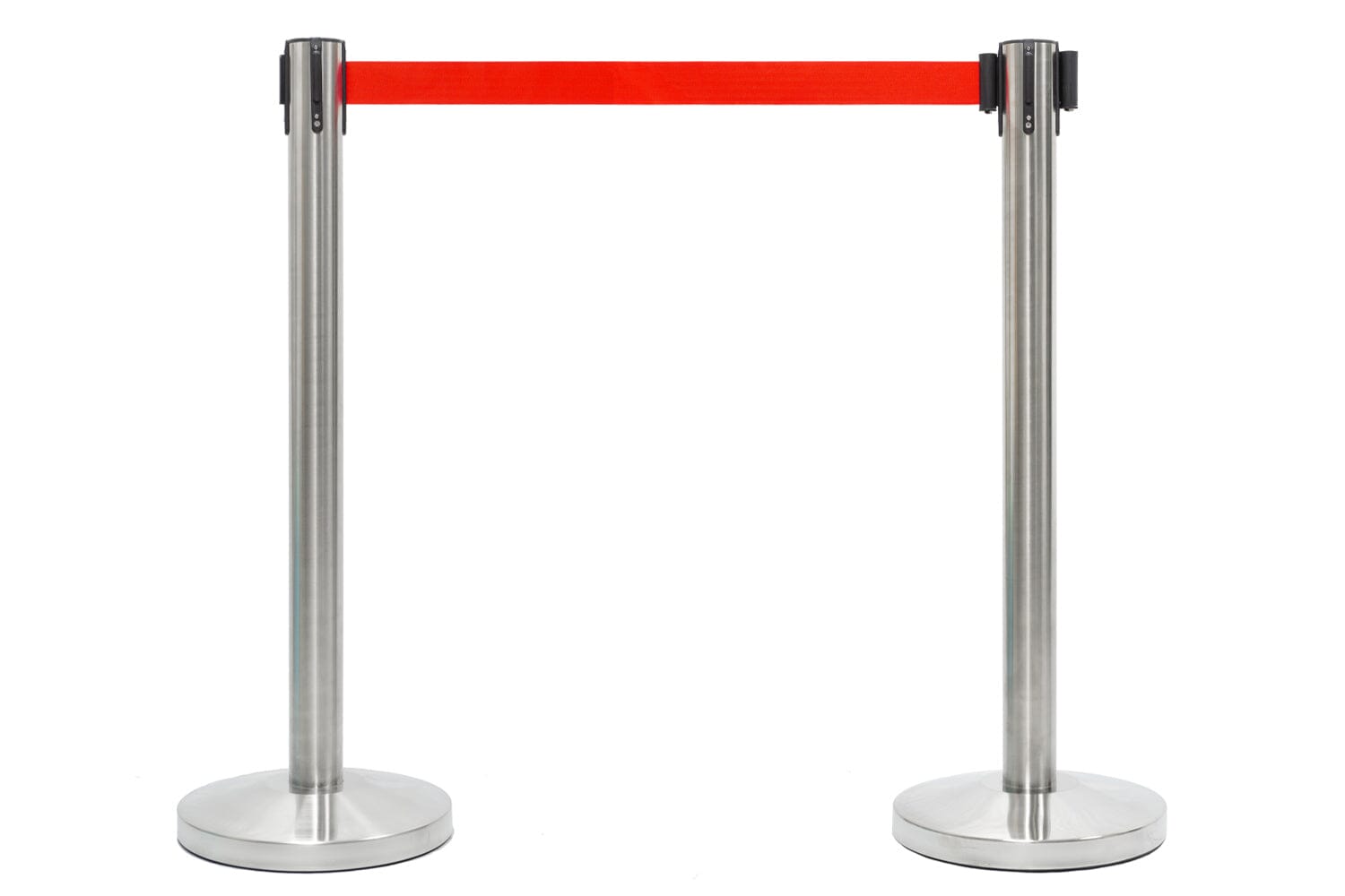 Afzetpaal met trekband | Geborsteld Chroom - Rood | GJ Floors