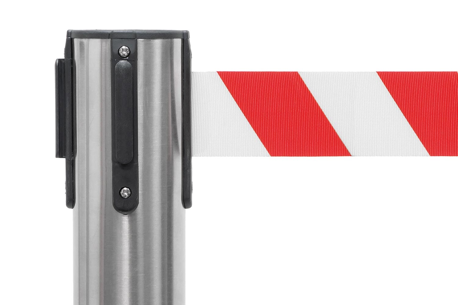 Afzetpaal met trekband | Geborsteld Chroom - Rood-Wit Afzetpalen Rodelopers 