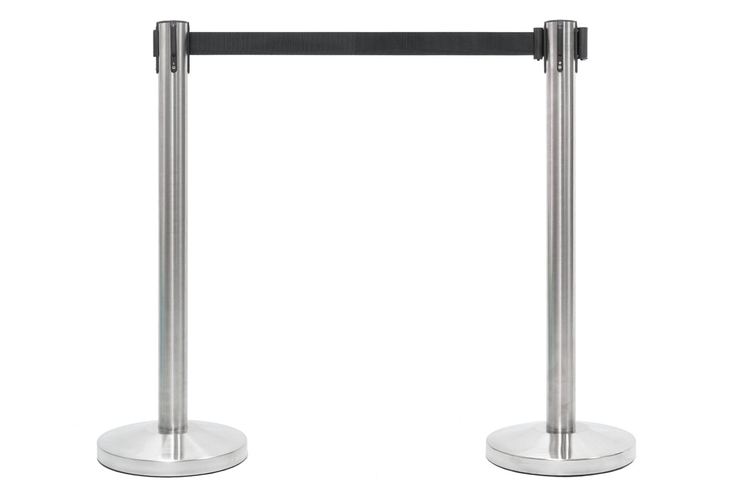 Afzetpaal met trekband | Geborsteld Chroom - Zwart | GJ Floors