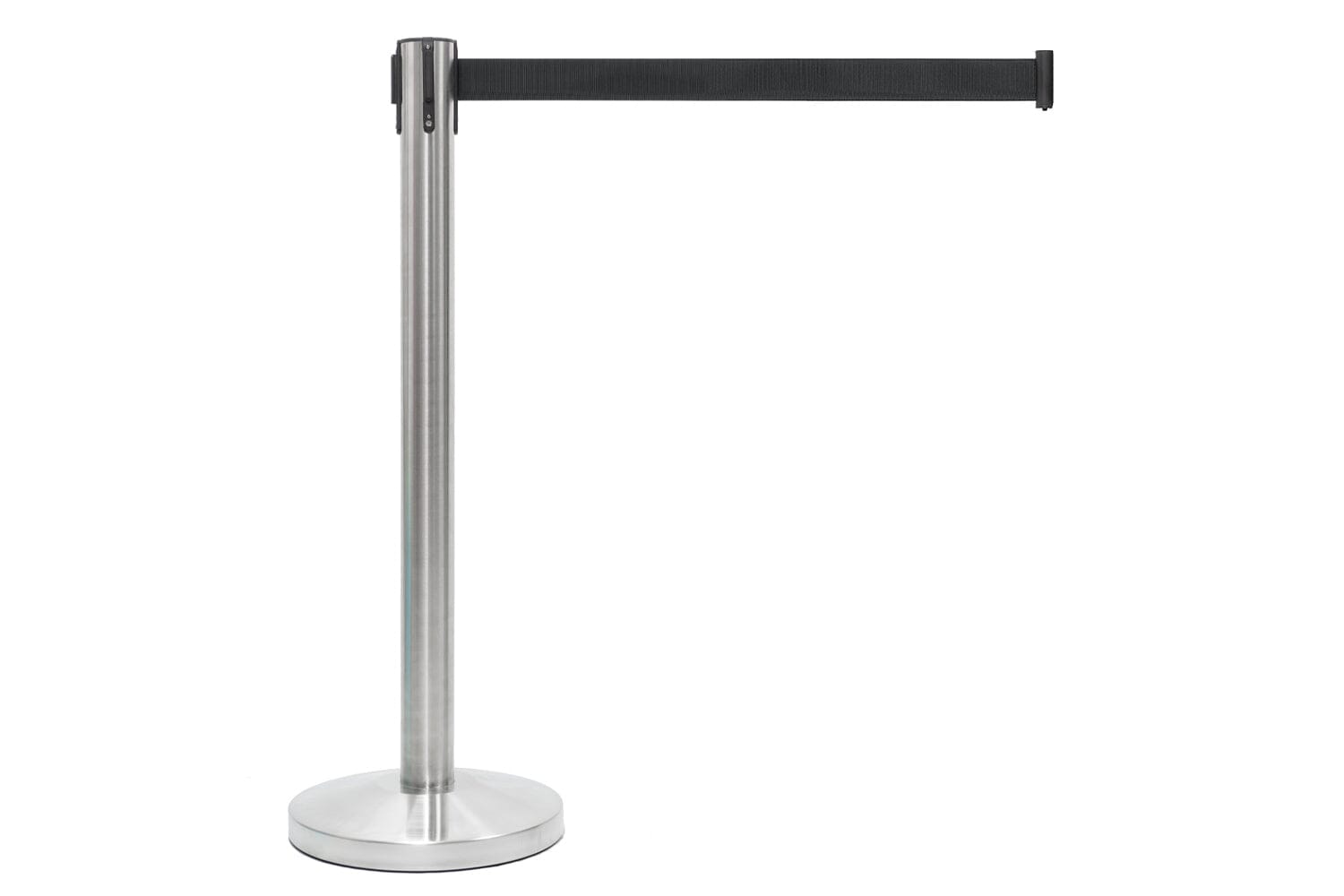 Afzetpaal met trekband | Geborsteld Chroom - Zwart | GJ Floors