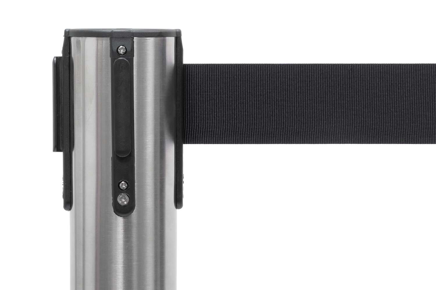 Afzetpaal met trekband | Geborsteld Chroom - Zwart | GJ Floors