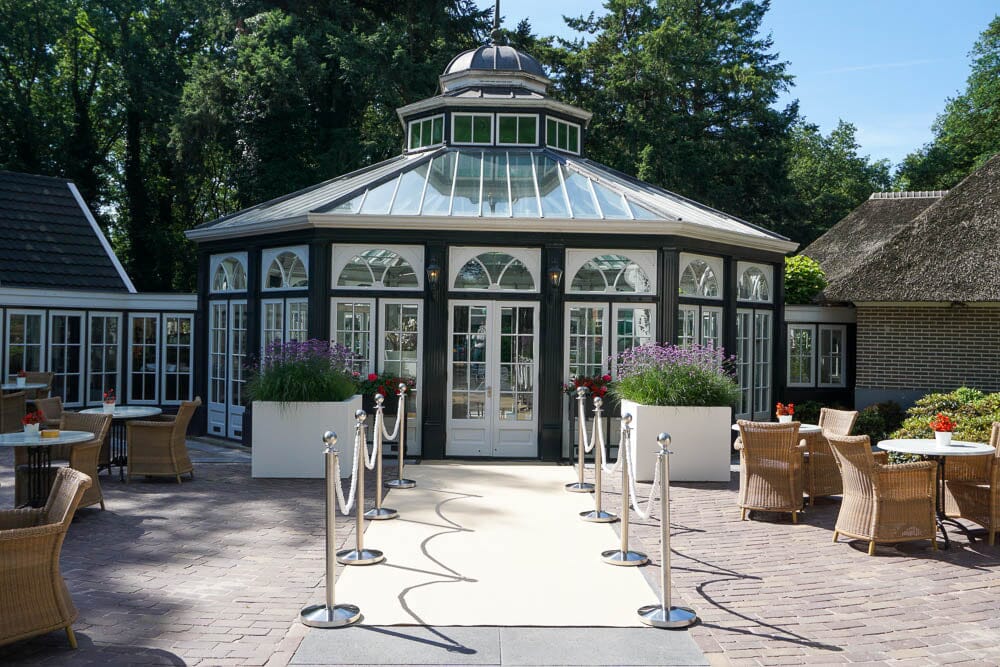 Afzetpaal voor koord | Ronde Bol - Geborsteld Chroom Afzetpalen Rodelopers 