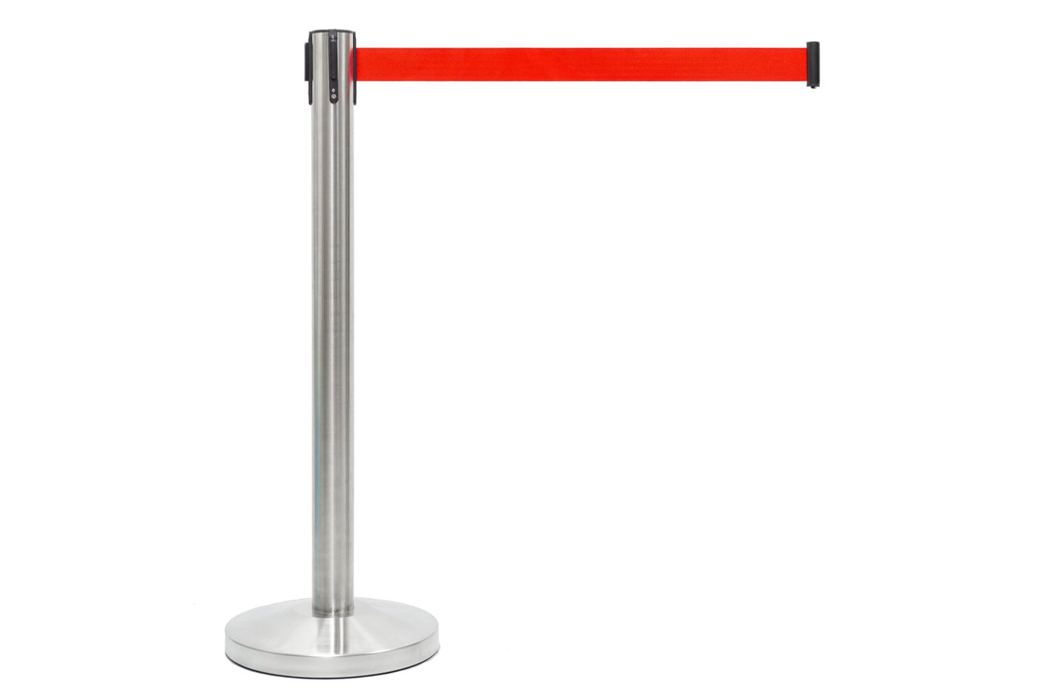 Afzetpaal met trekband | Geborsteld Chroom - Rood | GJ Floors