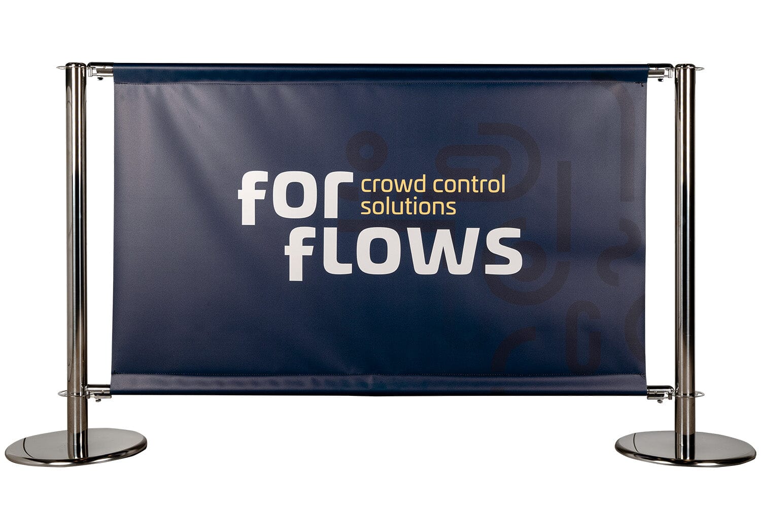 ForFlows Banner Barrier Set | Chroom - Dubbelzijdig bedrukt Rodelopers Platte kop 