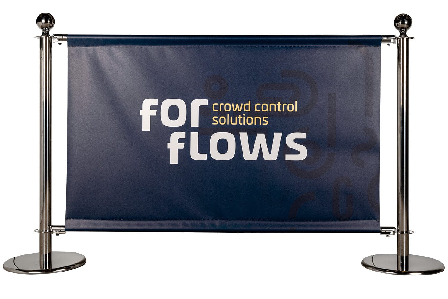 ForFlows Banner Barrier Set | Chroom - Dubbelzijdig bedrukt Rodelopers Ronde kop 