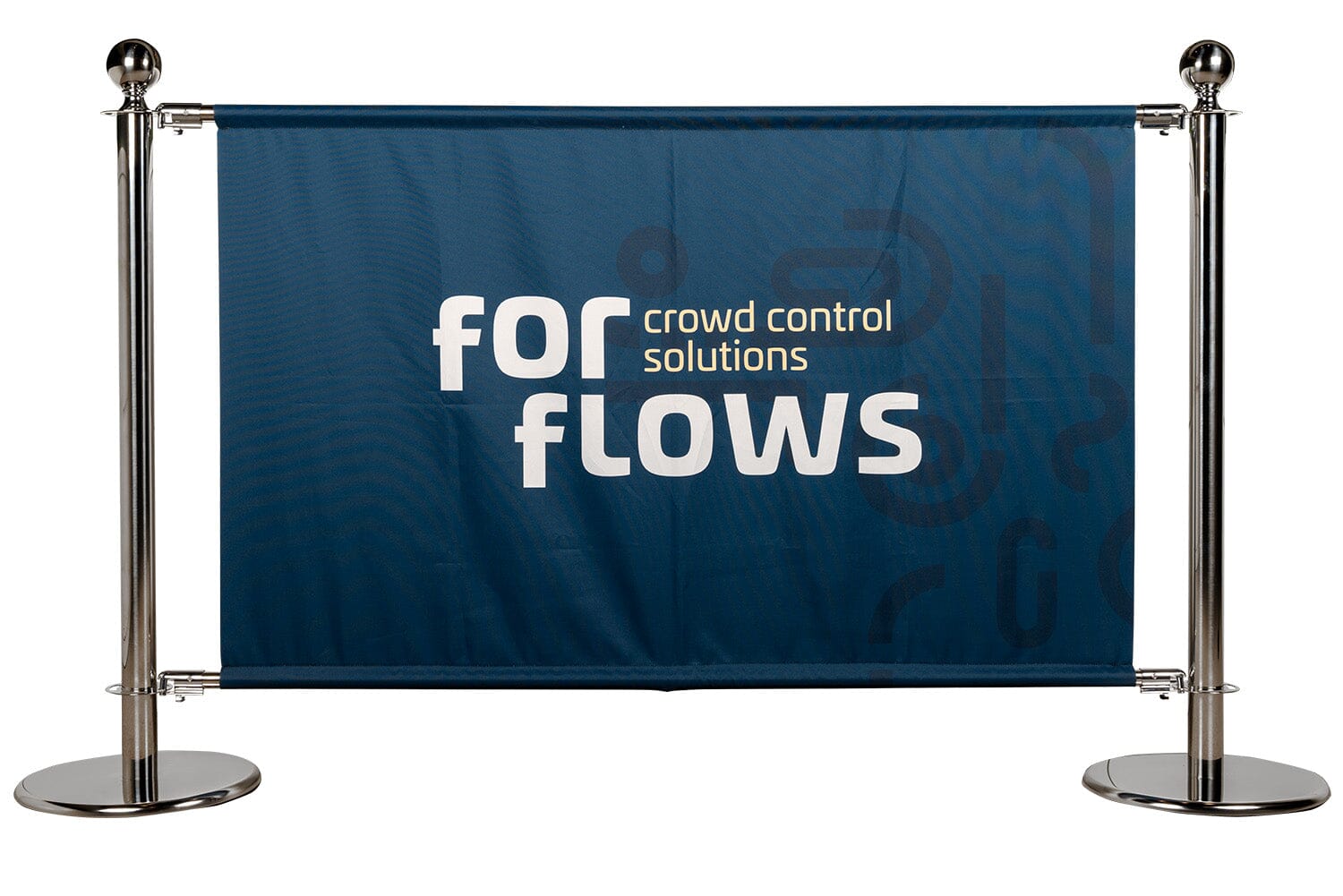 ForFlows Banner Barrier Set | Chroom - Winddoorlatend Rodelopers Ronde kop 