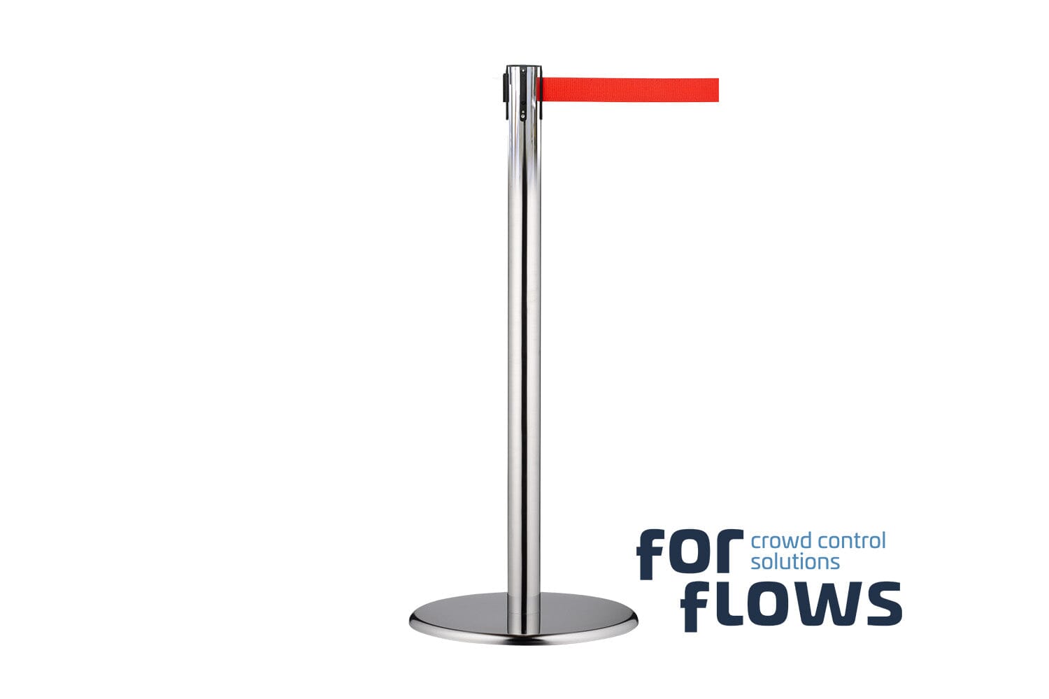 ForFlows Solid Afzetpaal | Chroom - Trekband Rood Afzetpalen GJ Floors 