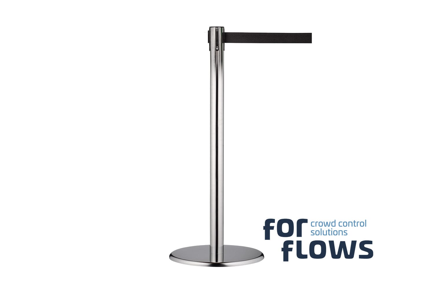 ForFlows Solid Afzetpaal | Chroom - Trekband Zwart Afzetpalen GJ Floors 
