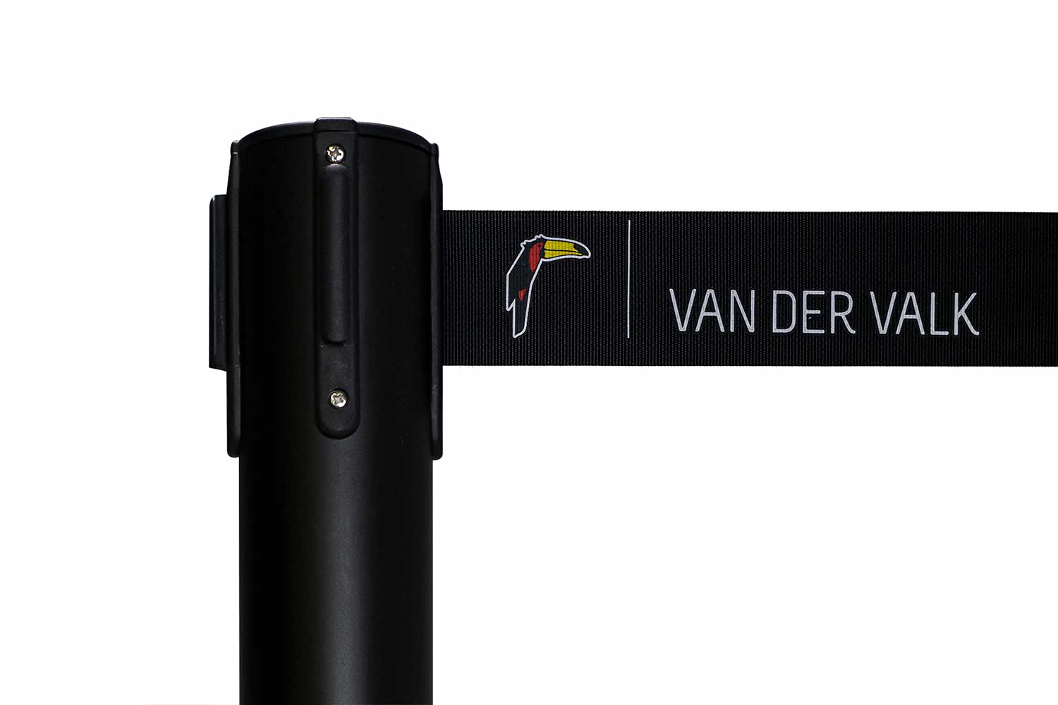 Afzetpaal met bedrukte trekband | Zwart | Band 1 kleur | GJ Floors