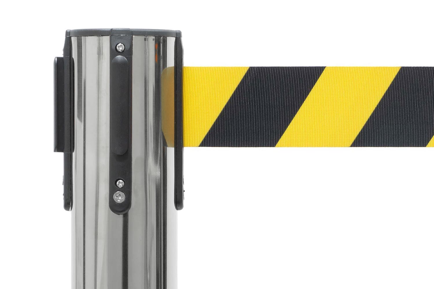 Afzetpaal met trekband | Chroom - Geel-Zwart