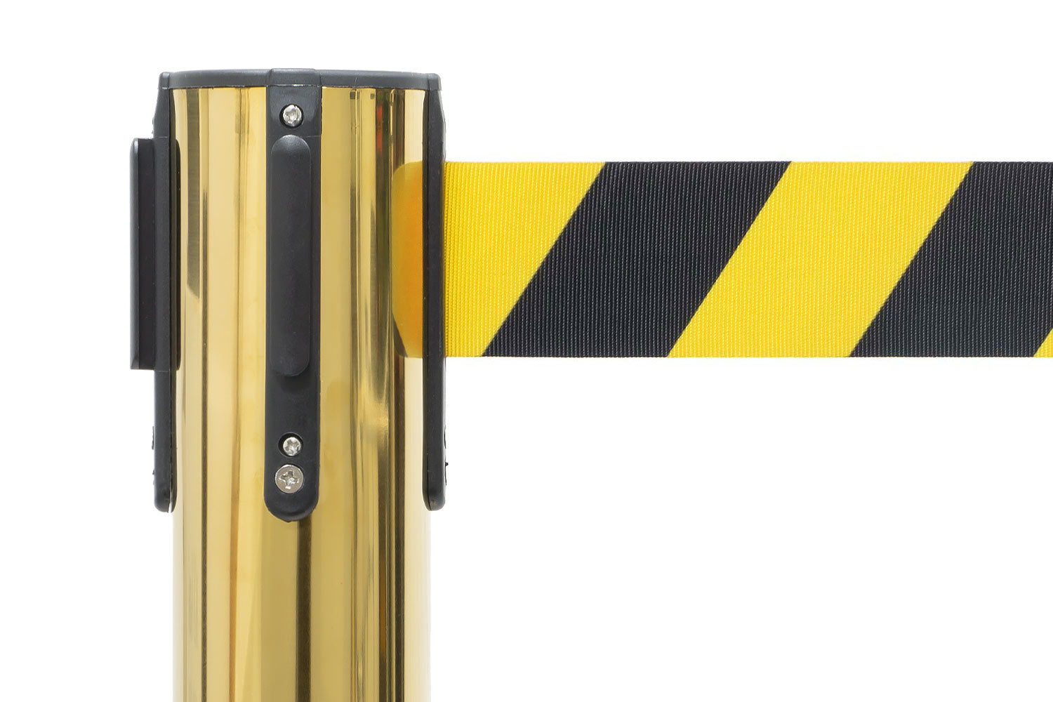 Afzetpaal met trekband | Messing - Geel-Zwart