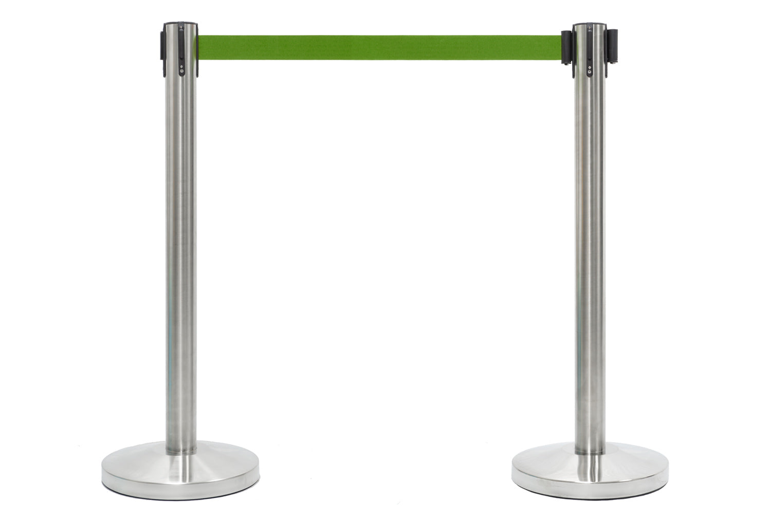 Afzetpaal met trekband | Geborsteld Chroom - Appelgroen