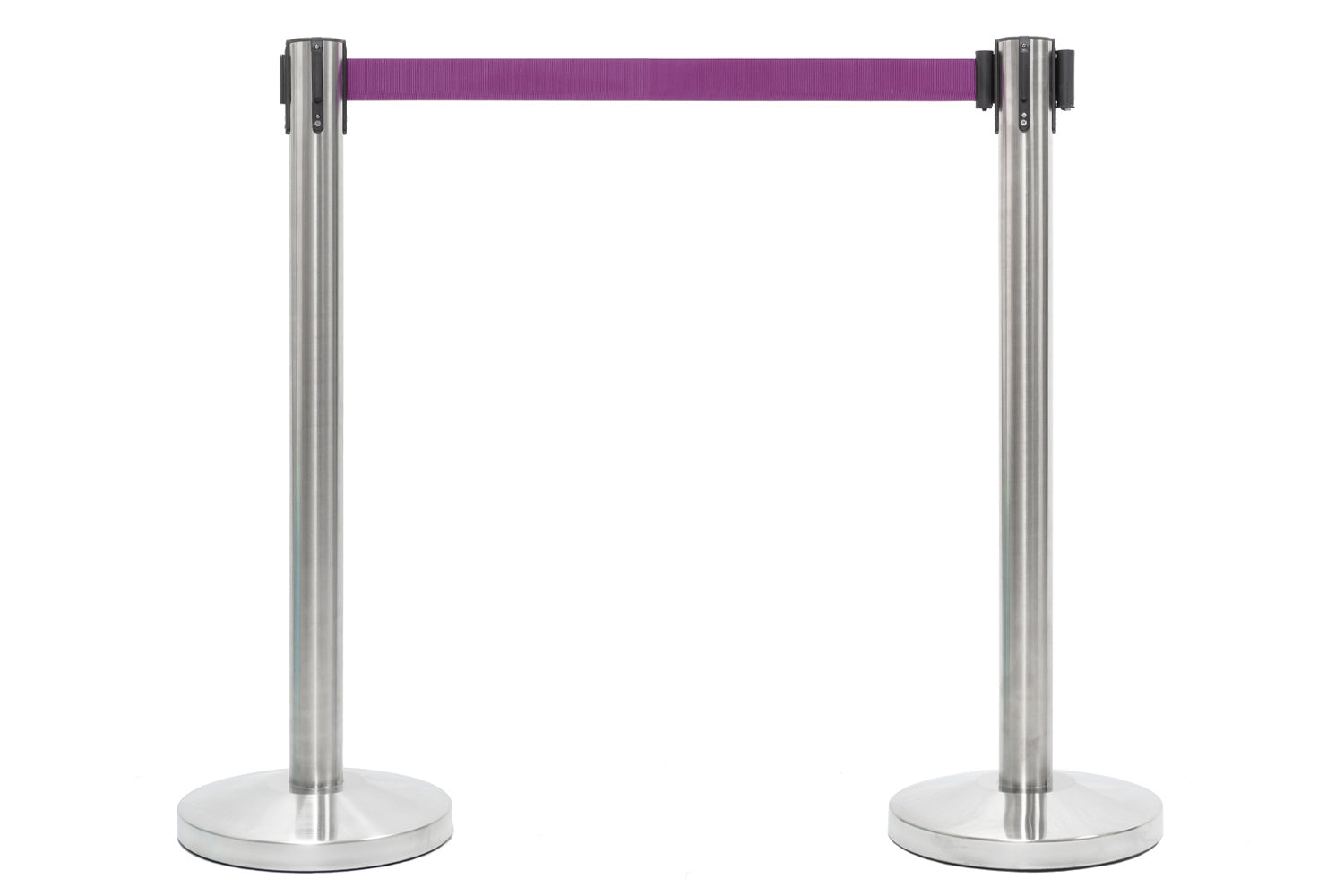 Afzetpaal met trekband | Geborsteld Chroom - Paars | GJ Floors