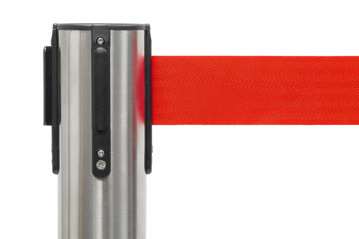 Afzetpaal met trekband | Geborsteld Chroom - Rood | GJ Floors