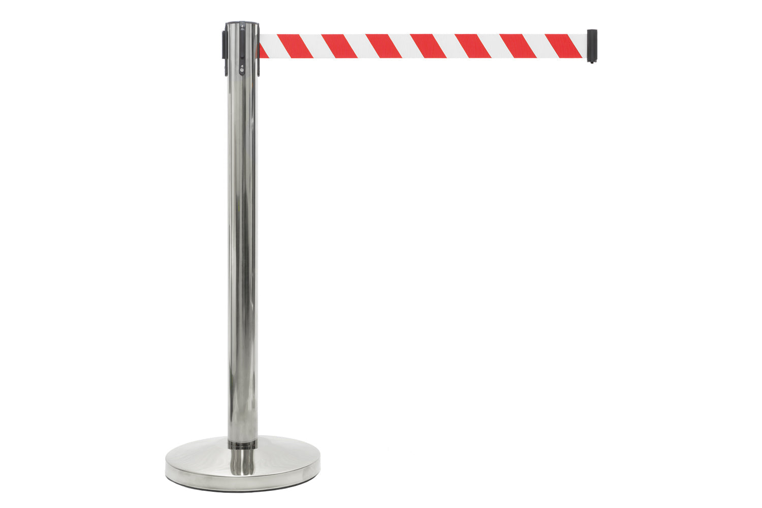 Afzetpaal met trekband | Chroom - Rood-Wit