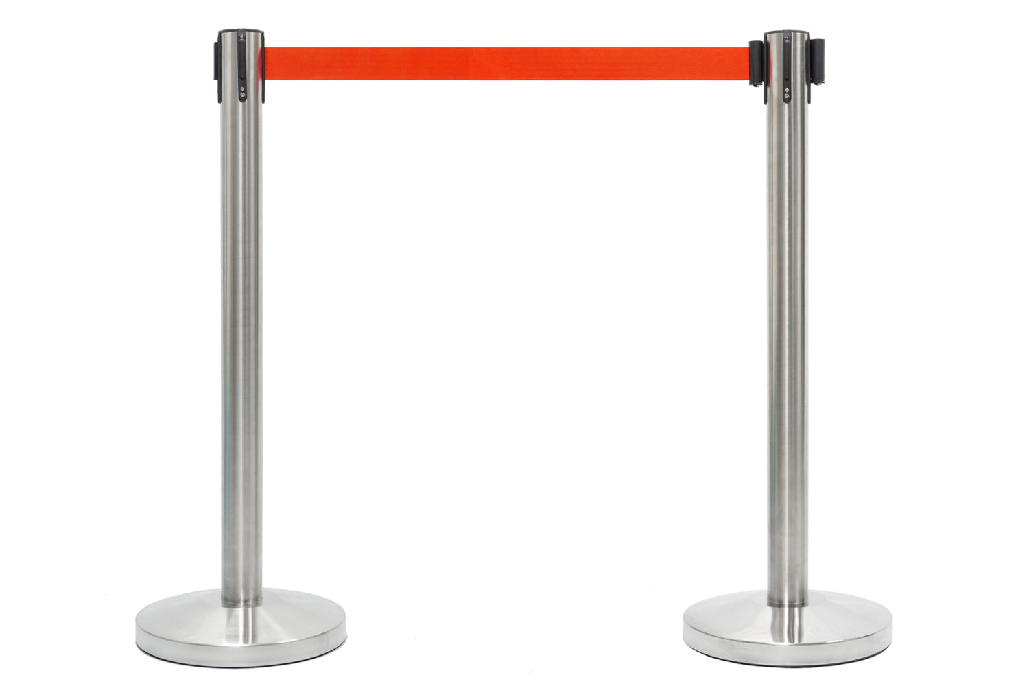 Afzetpaal met trekband | Geborsteld Chroom - Sinaasappel Oranje