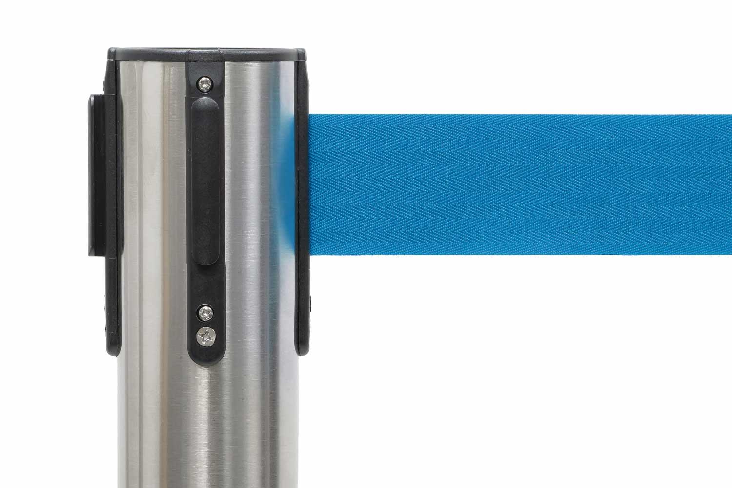 Set afzetpalen met Trekband | Geborsteld Chroom - Lichtblauw
