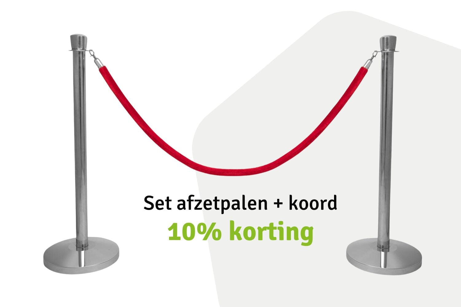 Set Afzetpalen met Koord | Chroom - Ovale kop | Koord Rood | GJ Floors