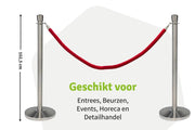 Set Afzetpalen met Koord | Chroom - Rood - Ovale kop van Rodelopers
