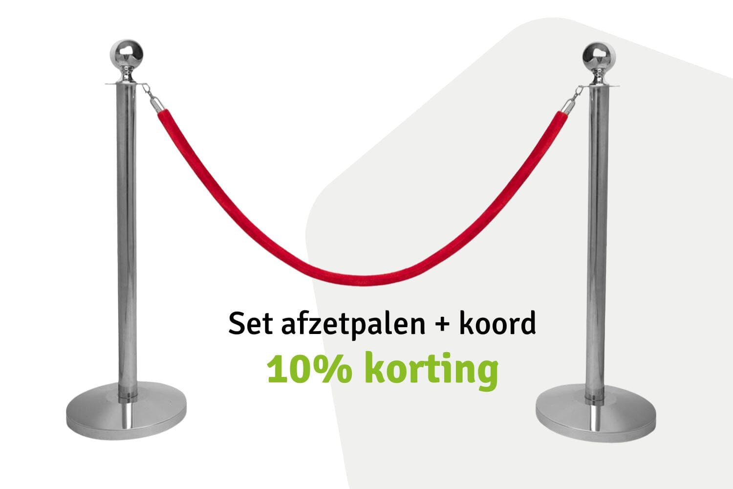 Set Afzetpalen met Koord | Chroom - Ronde Bol | Koord Rood | GJ Floors