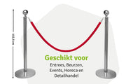 Set Afzetpalen met Koord | Chroom - Rood - Ronde Bol van Rodelopers