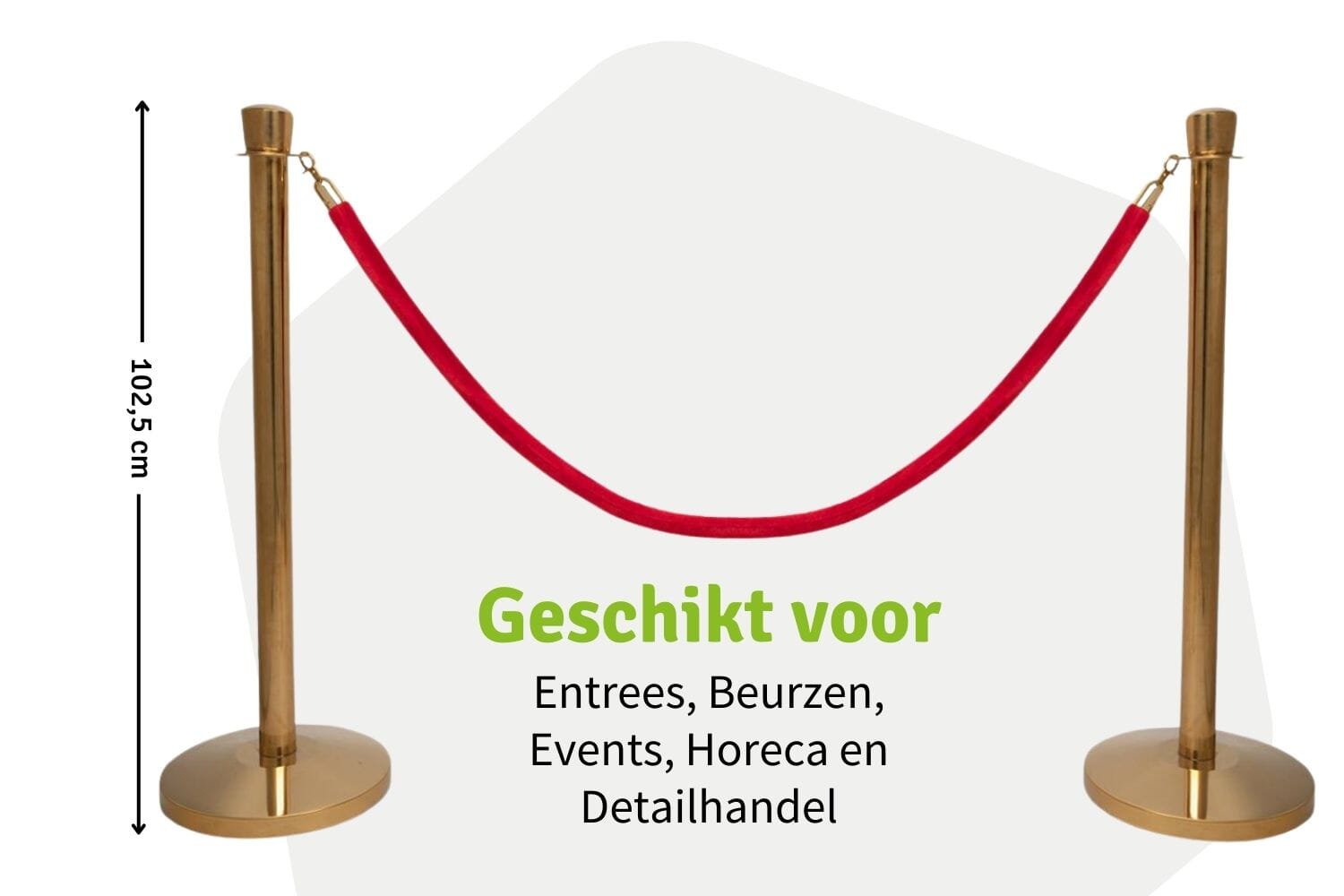 Set Afzetpalen met Koord | Messing - Ovale kop | Koord Rood | GJ Floors