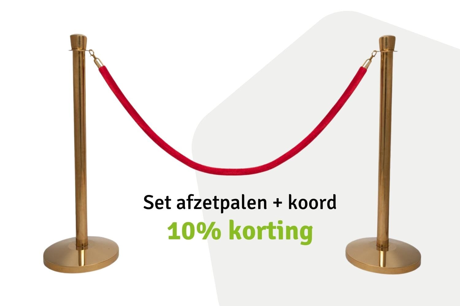 Set Afzetpalen met Koord | Messing - Ovale kop | Koord Rood | GJ Floors