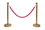 Set Afzetpalen met Koord | Messing - Rood - Ronde Bol van Rodelopers