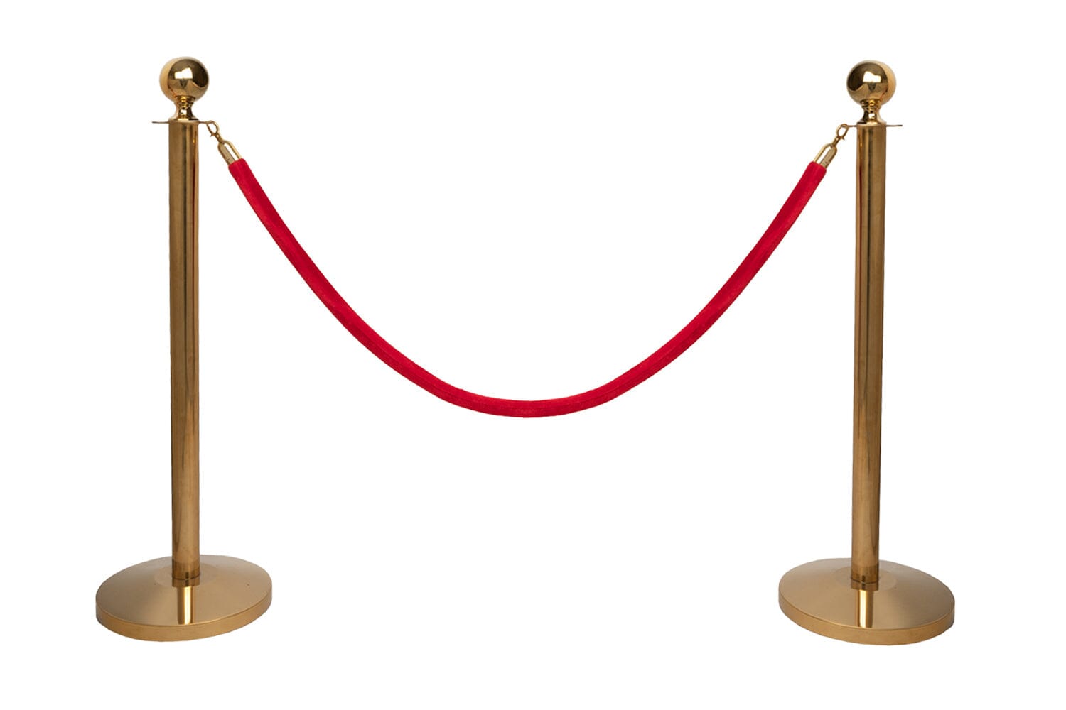 Set Afzetpalen met Koord | Messing - Rood - Ronde Bol Afzetpalen Rodelopers 