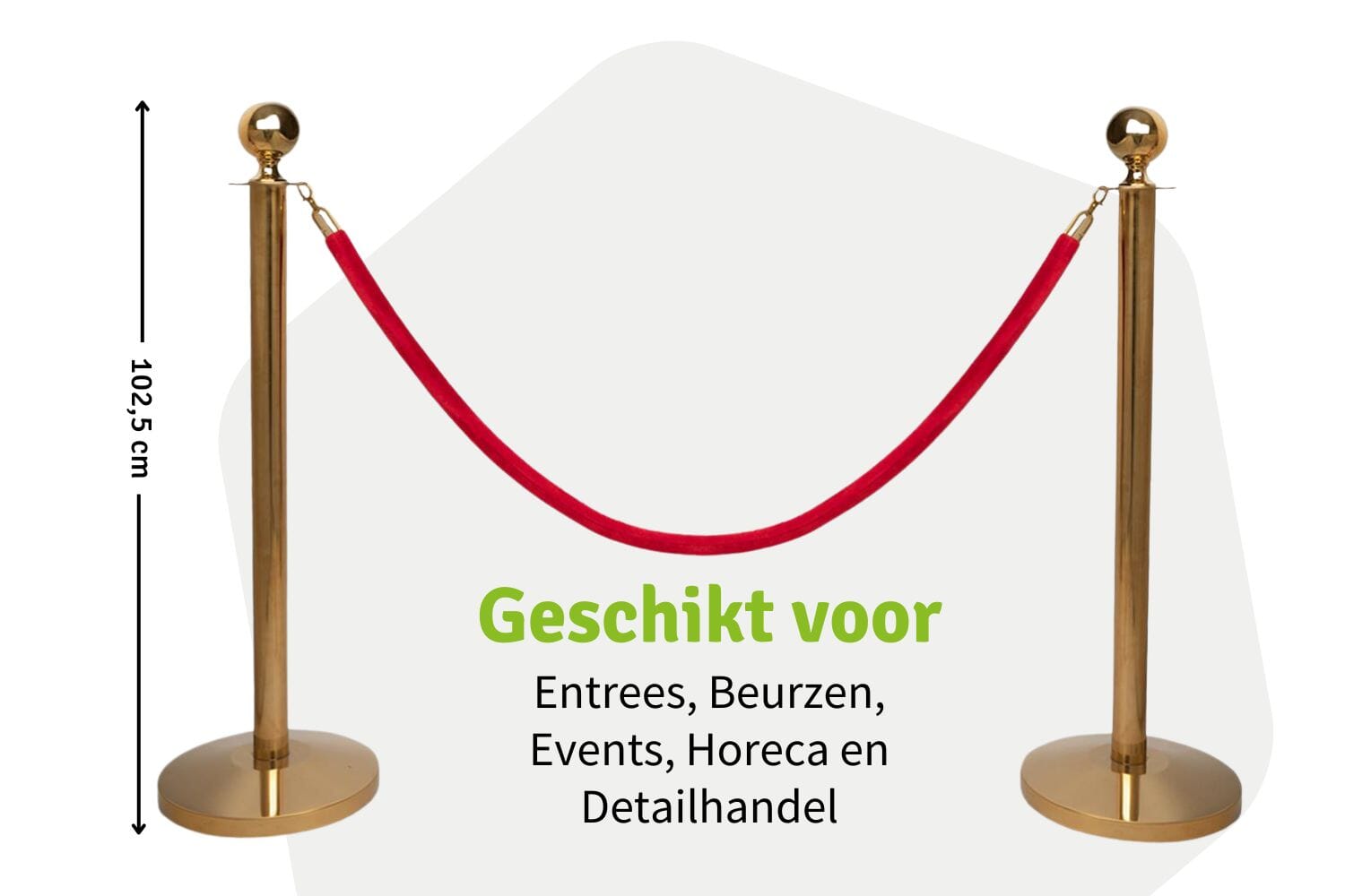 Set Afzetpalen met Koord | Messing - Ronde Bol | Koord Rood | GJ Floors